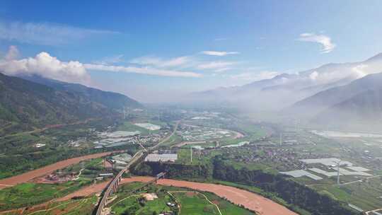 凉山州西昌市德昌县风力发电场铁路白昼航拍