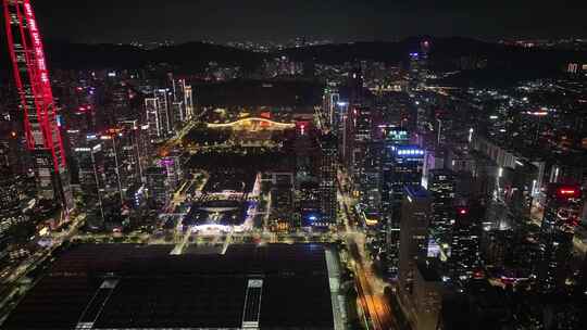 4K深圳福田区CBD夜景航拍