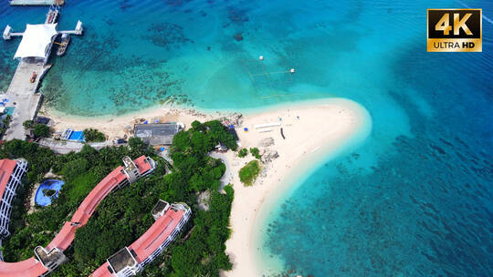 海南三亚蜈支洲岛鸟瞰图航拍4K
