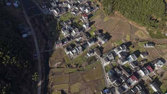 安徽皖南休宁大阜村山区农村建筑航拍