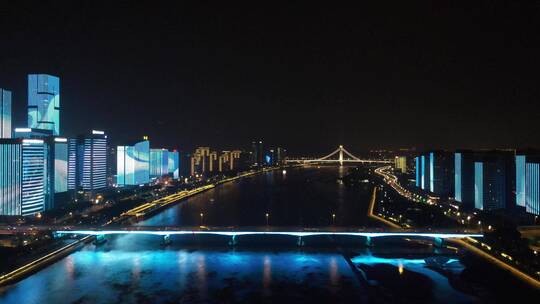 福州 闽江 金融中心 金融街 夜景 航拍