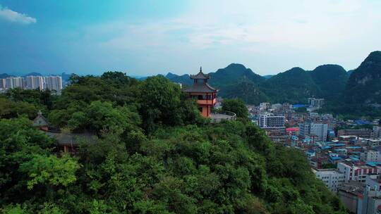 航拍柳州著名景点柳州文庙