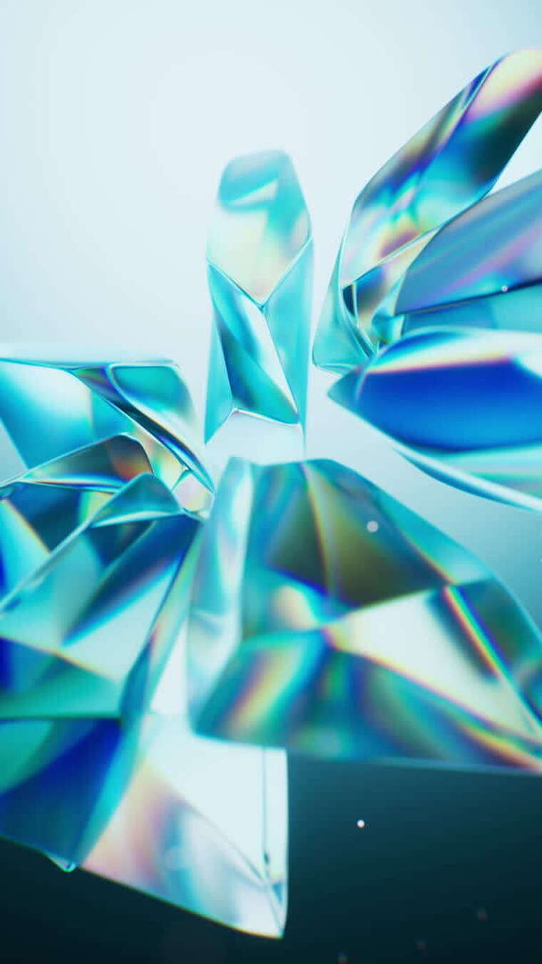 抽象透明玻璃宝石背景三维渲染