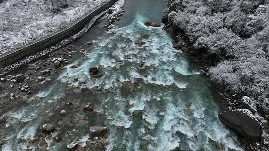 西藏察隅县雪山河流航拍视频素材模板下载