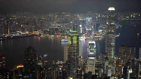 香港城市大都市夜景夜市航拍