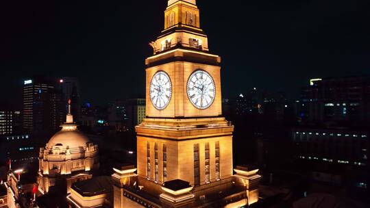 上海浦西外滩夜景航拍视频素材模板下载