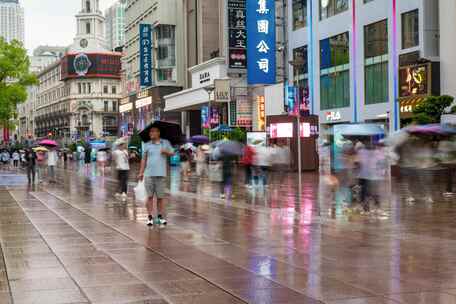 上海南京路步行街人流延时