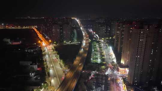 城市路口夜景车流俯瞰