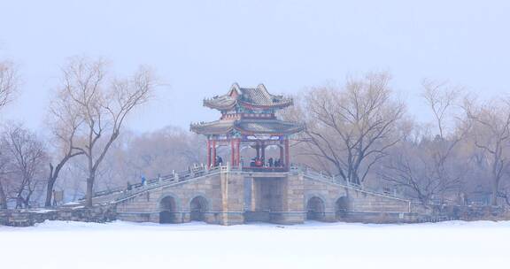 北京颐和园西提雪景