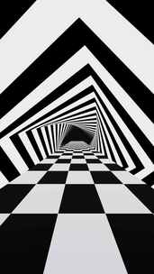 垂直视频黑白视错觉道路与旋转方块