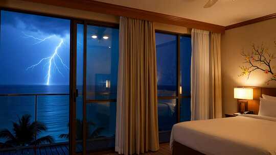 海景房内观海上闪电景观
