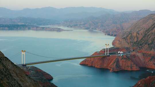 刘家峡大桥航拍 延时视频素材模板下载