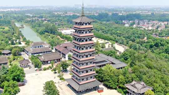 航拍扬州观音山大明寺栖灵塔景区