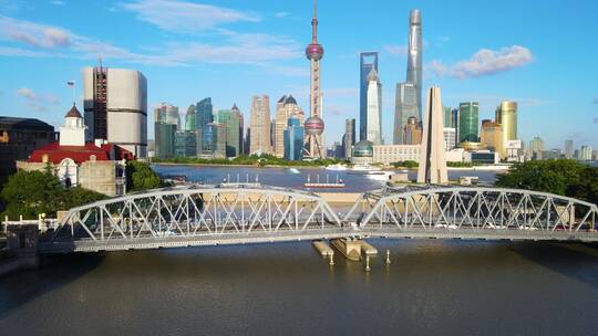 上海外白渡桥白天夜景4K航拍原素材9分钟