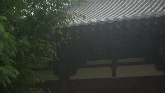 雨天惊蛰屋檐下雨雨水谷雨挂建筑禅意古风