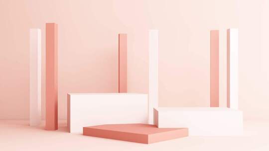 最小场景与讲台和抽象背景。金色和柔和的彩