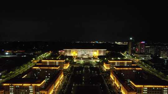 航拍福建泉州市政府市民广场夜景灯光