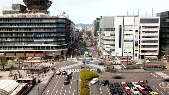 京都十字路口时间流逝