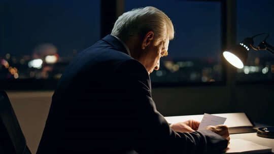 老年CEO加班工作场景