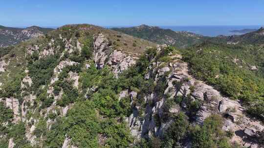 航拍威海里口山里口顶绝望坡秋季山野风景