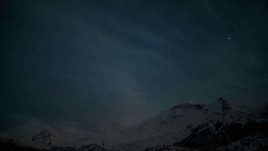 中国西藏那曲萨普雪山星空银河云层延时