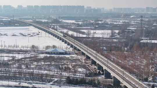 京广高铁 雪后航拍