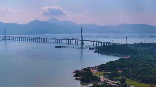 深圳湾大桥南山区航拍公路风景风光