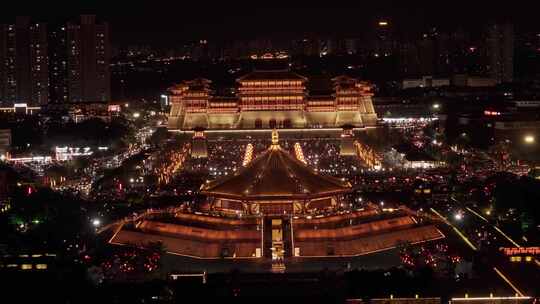 航拍洛阳隋唐洛阳城夜景