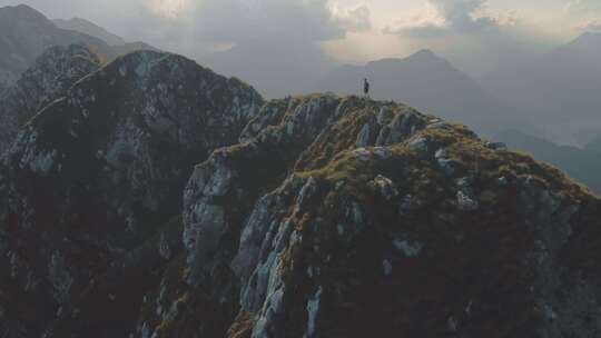 Man， Trekking，山脉，意大利