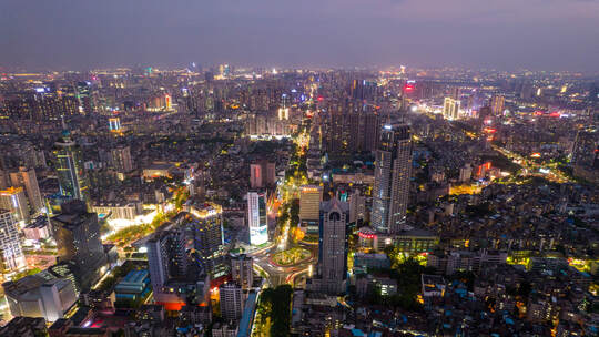 佛山禅城地标日转夜航拍大范围延时