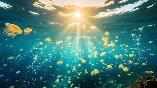 海底光线 阳光穿过海面合集4K