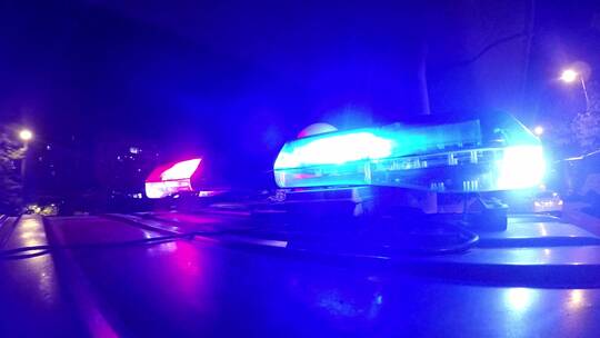 警灯闪烁出警抓捕
