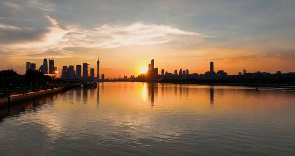 广东广州 珠江上的黄昏 城市宣传片 日落空镜