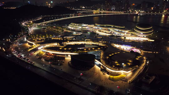 粤港澳大湾区地标珠海夜景日月贝情侣路