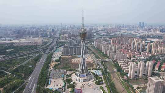 城市高空视角俯瞰全景