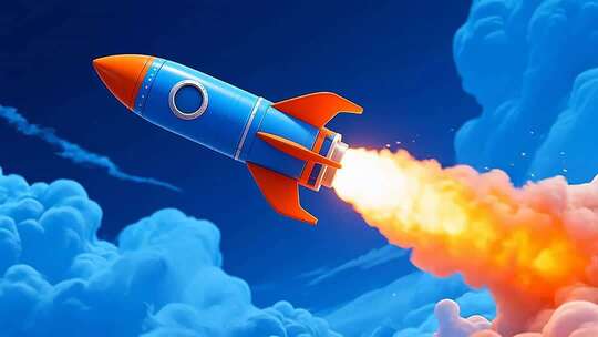 火箭升空卡通画面