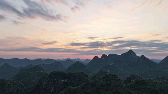 延迟航拍夕阳落日美景