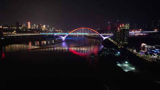 重庆夜景城市交通建筑航拍