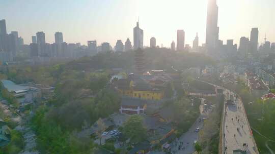 南京市玄武区古鸡鸣寺樱花风景航拍