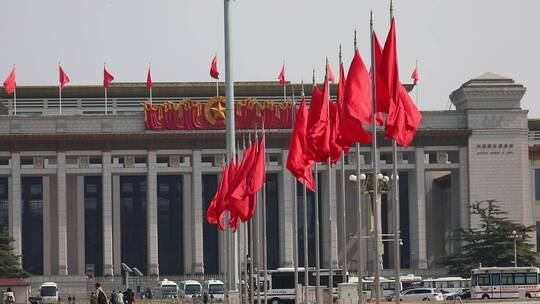 北京人民大会堂红旗飘扬视频素材模板下载