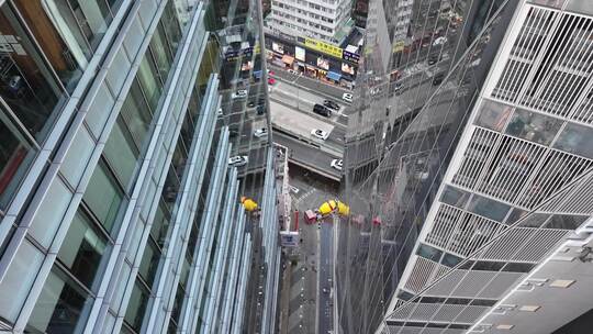 俯拍香港街道交通