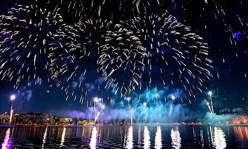 烟花花火荧光棒 节日夜景 庆祝过年