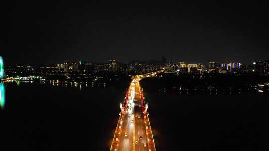 江苏无锡城市夜景灯光航拍