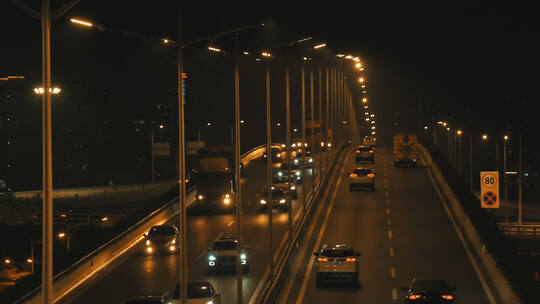 城市道路夜景车流延时素材