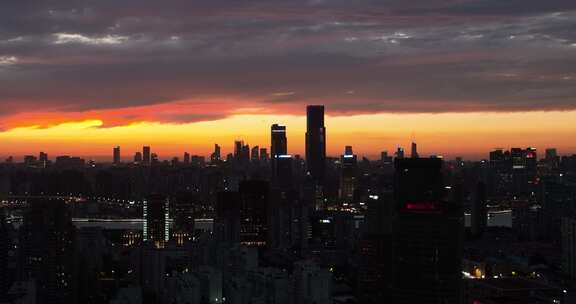 上海城市日落全景俯瞰