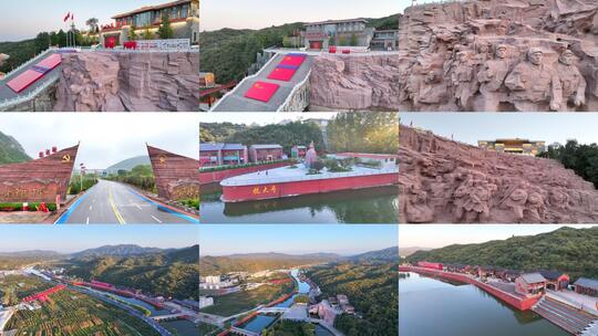 【4K】航拍抗大纪念馆 红色小镇 八一旗帜高清在线视频素材下载