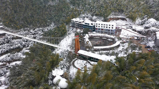 义乌大陈北山云端天桥雪景航拍合集2视频素材模板下载