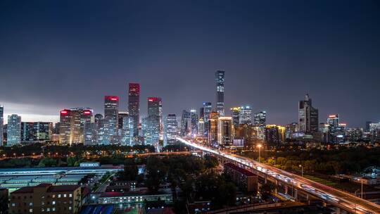 北京国贸CBD雷雨夜景