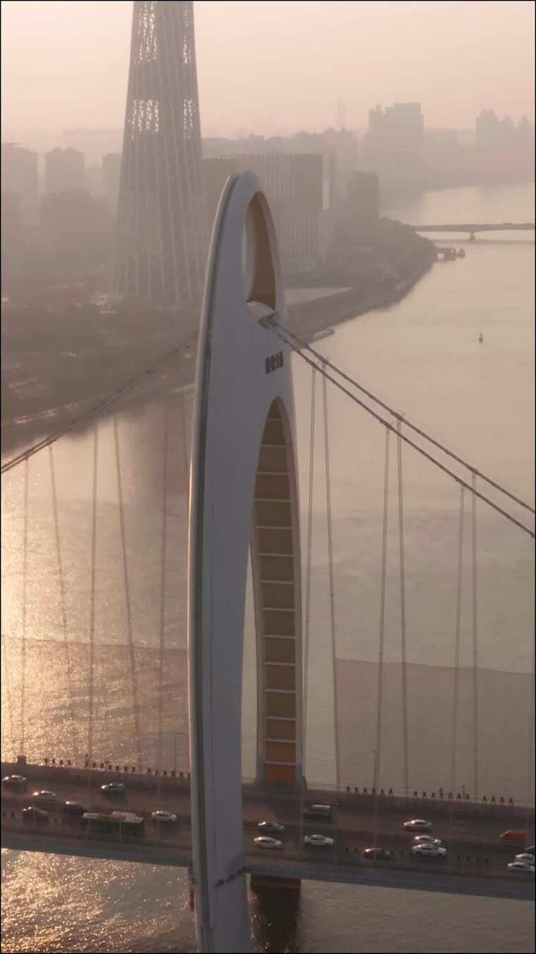 广州_猎德大桥_航拍合集_竖屏