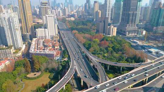 上海黄浦区延安东路立交桥车流延时风景美景